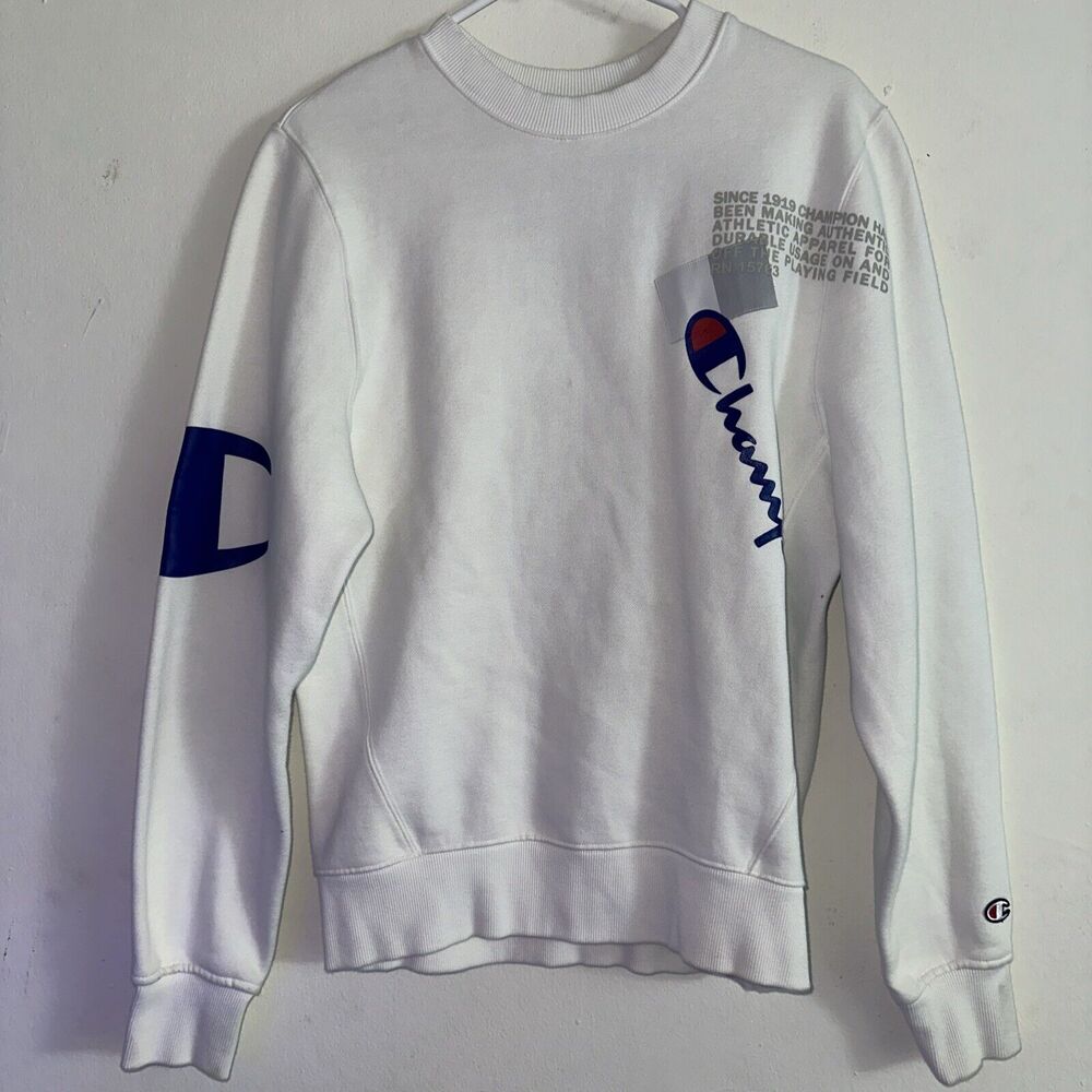 Champion Super Fleece 3.0 Crew Sweater White Authentic Top Mens Sz S